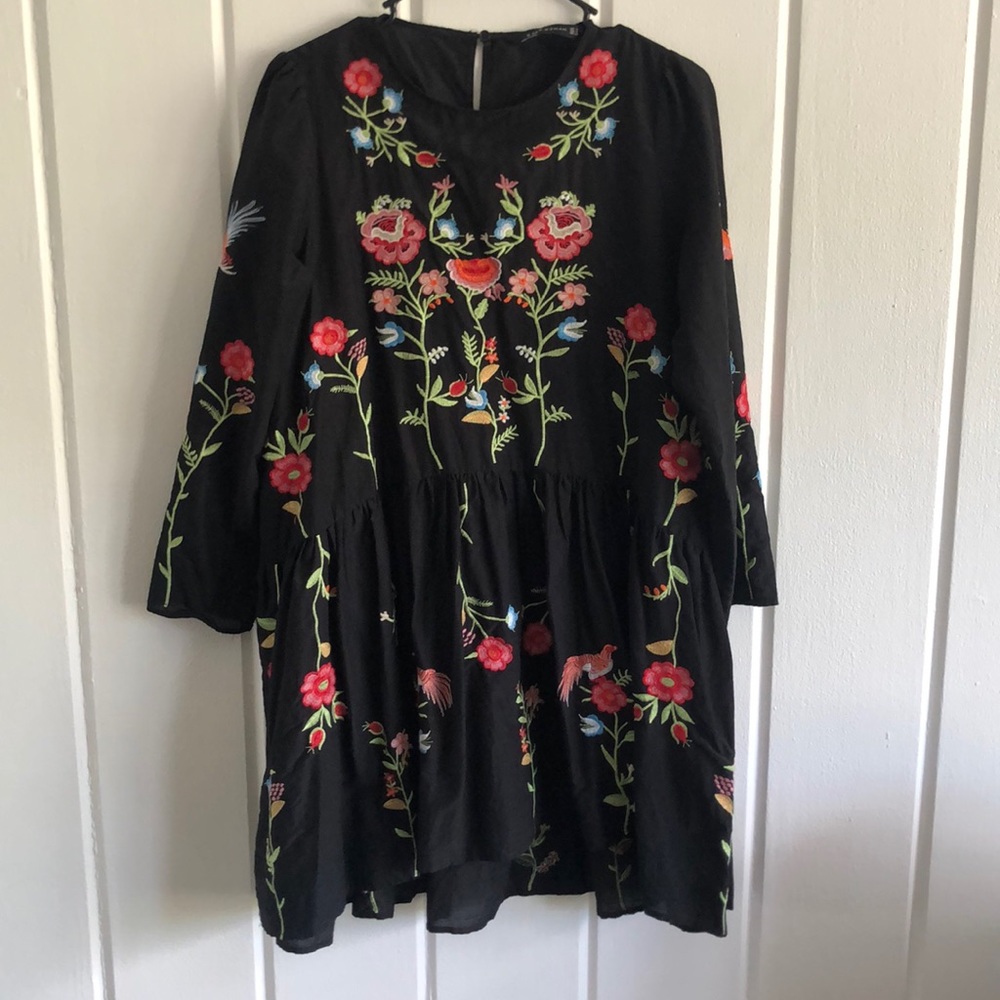 Zara embroidered floral dress